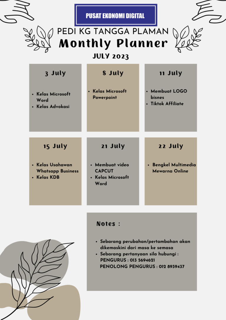 JADUAL AKTIVITI JULAI 2023