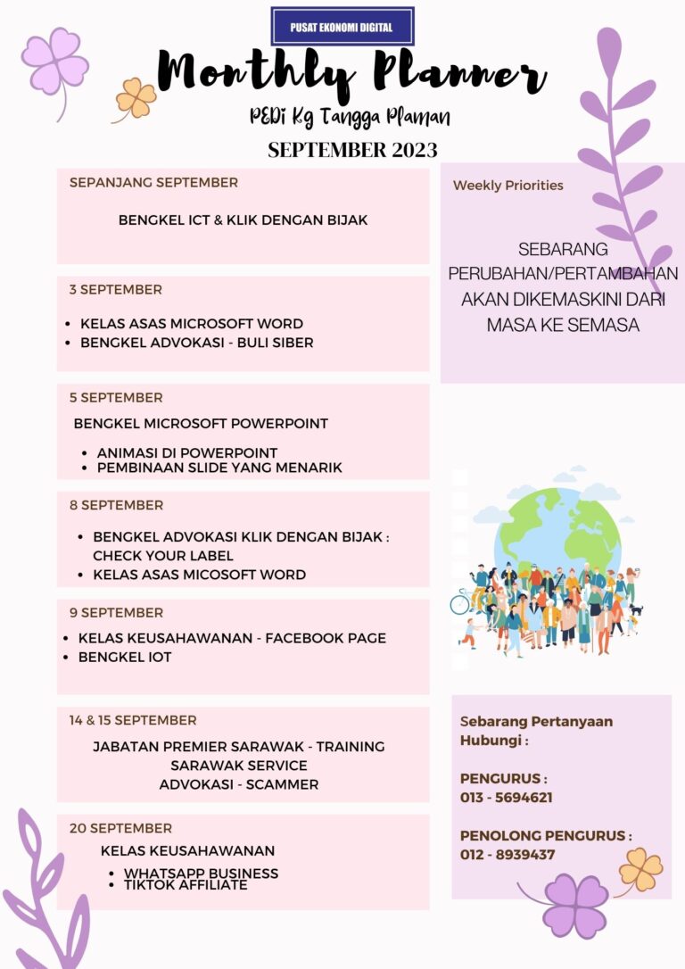 Purple and White Floral Weekly Planner